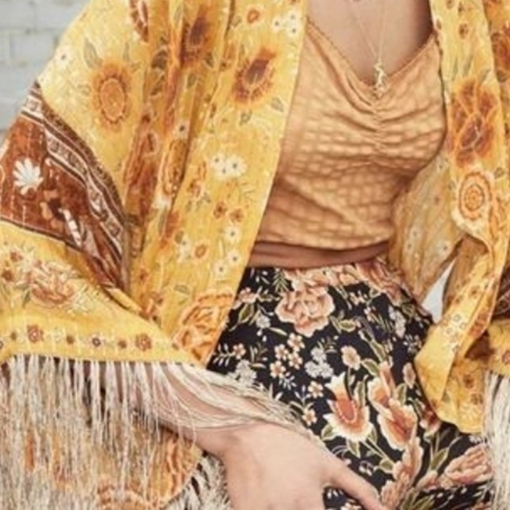 Spell and the gypsy Sunflower Mystic Yellow Floral Headdress Fringe Scarf